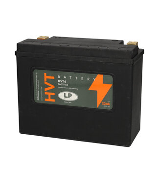 Landport (LP) HVT 6 Harley AGM accu 12 volt 23 ah type 66010-82 (MH HVT 6) met de + rechts voor