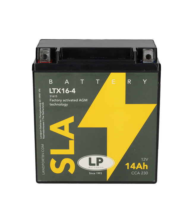 Landport (LP) SLA LTX16-4 AGM motor accu 12 volt 14 ah (51615 - YTX16-4)