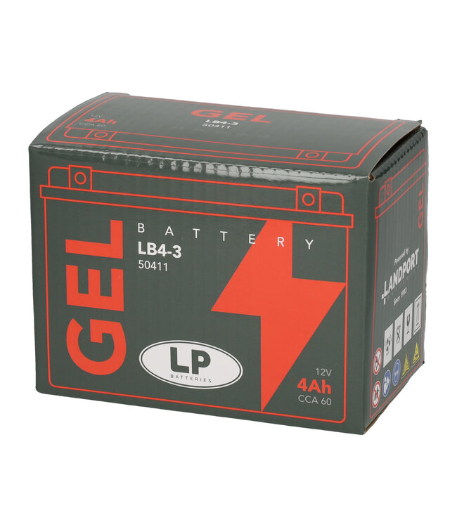 Landport (LP) LB4-3 motor GEL accu 12 volt 4,0 ah (50411 - GB4L-B)