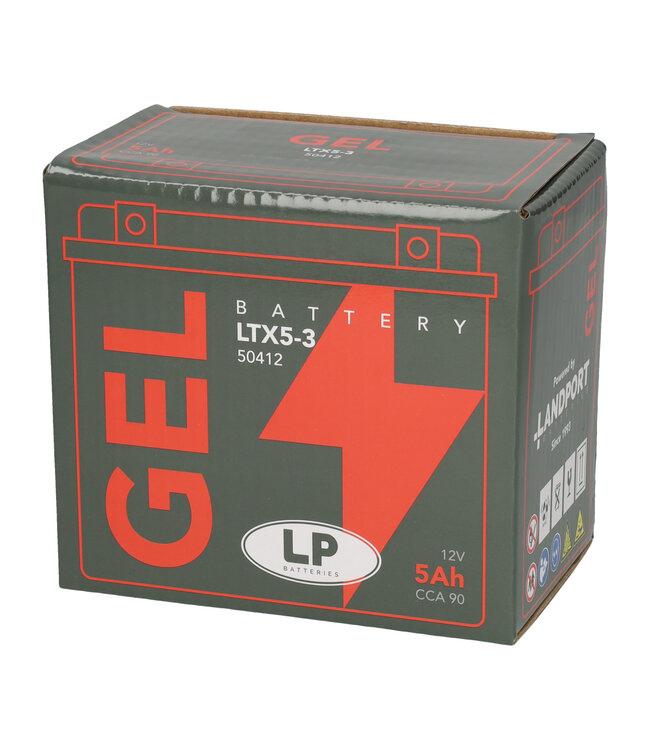 Landport (LP) LTX5-3 motor GEL accu 12 volt 5,0 ah (50412 - GTX5-3)