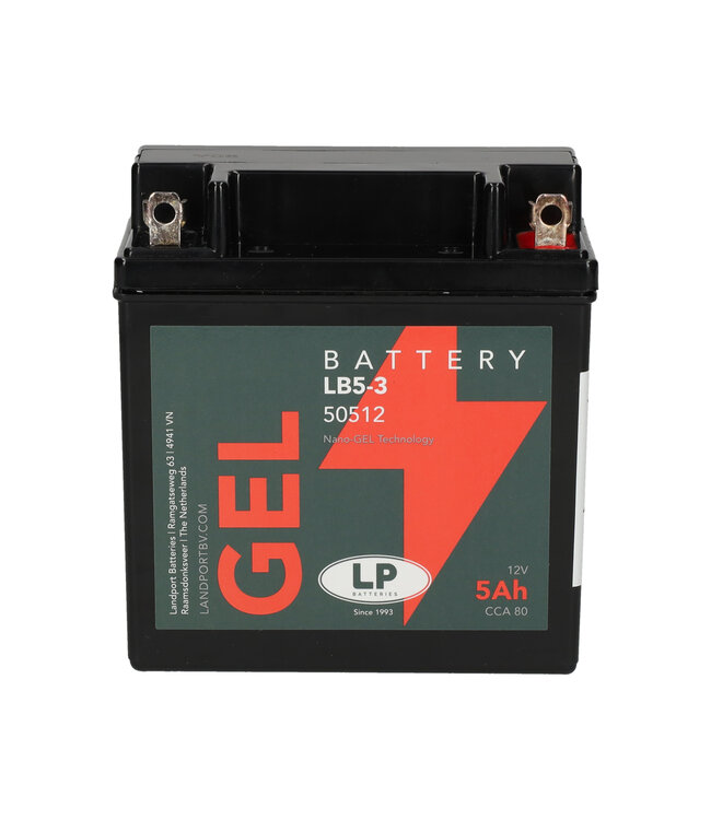 Landport (LP) LB5-3 motor GEL accu 12 volt 5,0 ah (50512 - GB5L-B)