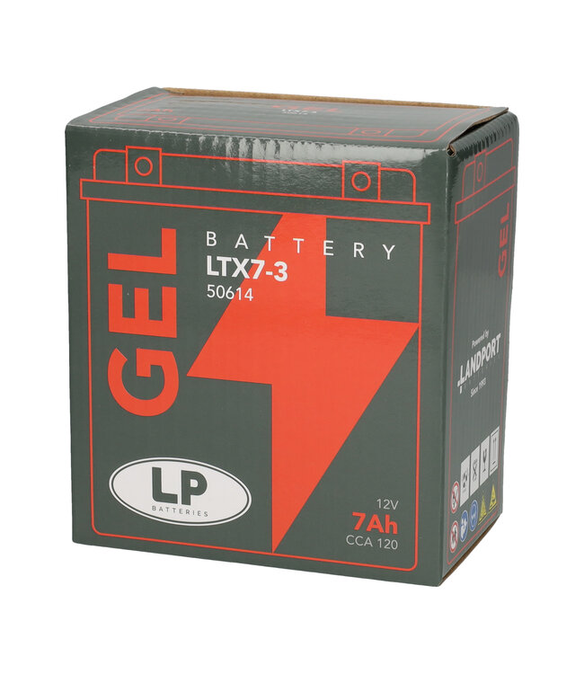 Landport (LP) LTX7-3 motor GEL accu 12 volt 7 ah (50614 - GTX7-3)