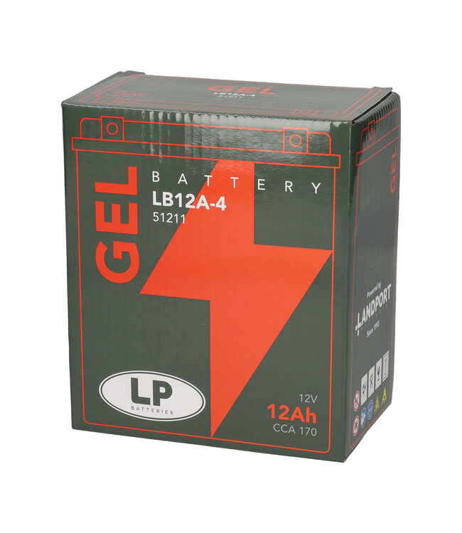 Landport (LP) LB12A-4 motor GEL accu 12 volt 12,0 ah (51211 - GB12A-A)