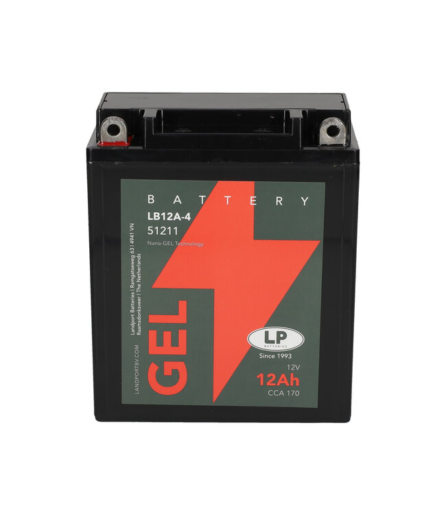 Landport (LP) LB12A-4 motor GEL accu 12 volt 12,0 ah (51211 - GB12A-A)