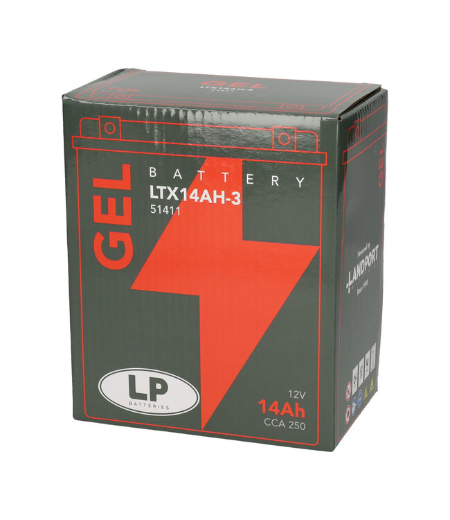 Landport (LP) LTX14AH-3 motor GEL accu 12 volt 14,0 ah (51411 - GB14L-A2)