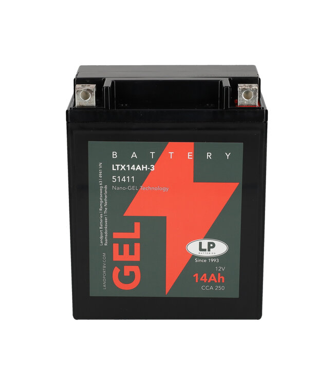 Landport (LP) LTX14AH-3 motor GEL accu 12 volt 14,0 ah (51411 - GB14L-A2)