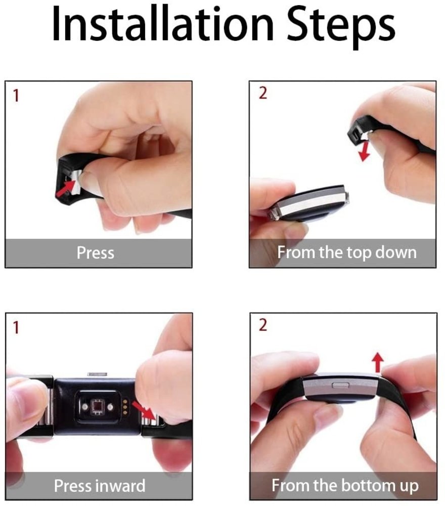 Strap-it Strap-it Fitbit Charge 2 Silicone Strap (Black)