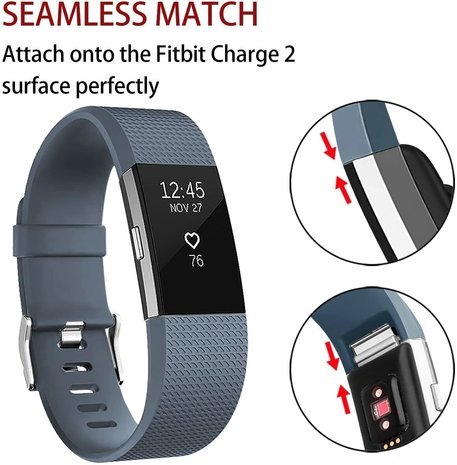 Strap-it Strap-it Fitbit Charge 2 Silicone Strap (Grey Blue)