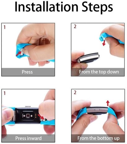 Strap-it Strap-it Fitbit Charge 2 Silicone Strap (Blue)