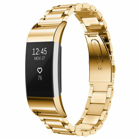 Strap it Strap it Fitbit Charge 2 Steel Strap Gold