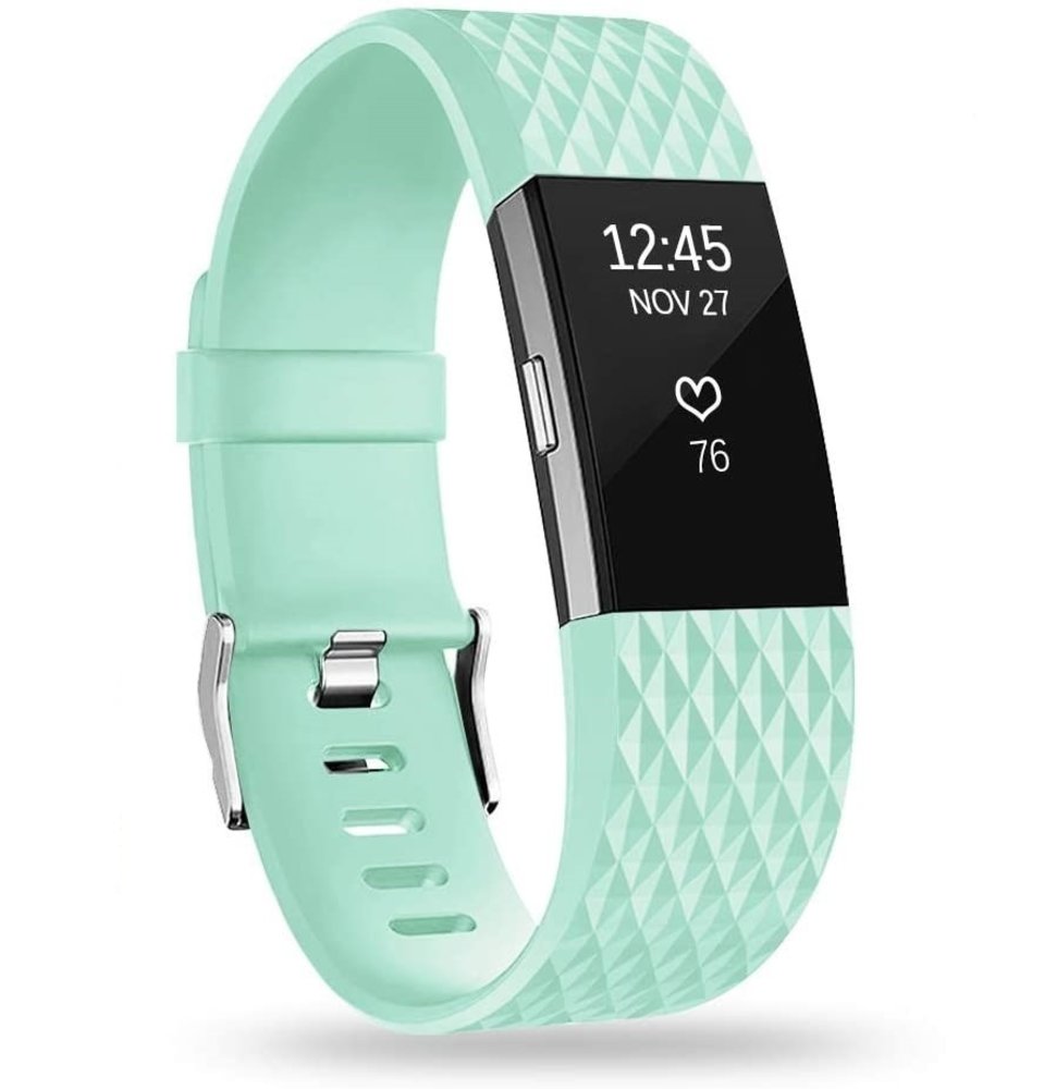 Strap-it Strap-it Fitbit Charge 2 Diamond Silicone Strap (Aqua)