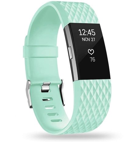 Strap-it Strap-it Fitbit Charge 2 Diamond Silicone Strap (Aqua)