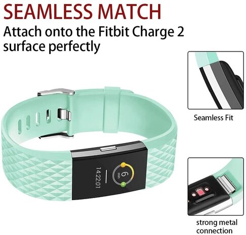 Strap-it Strap-it Fitbit Charge 2 Diamond Silicone Strap (Aqua)
