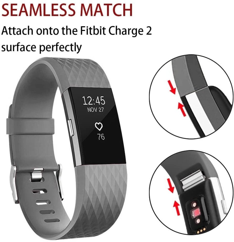 Strap-it Strap-it Fitbit Charge 2 Diamond Silicone Strap (Grey)