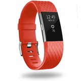 Strap-it Fitbit Charge 2 Diamond Silicone Strap (Red)