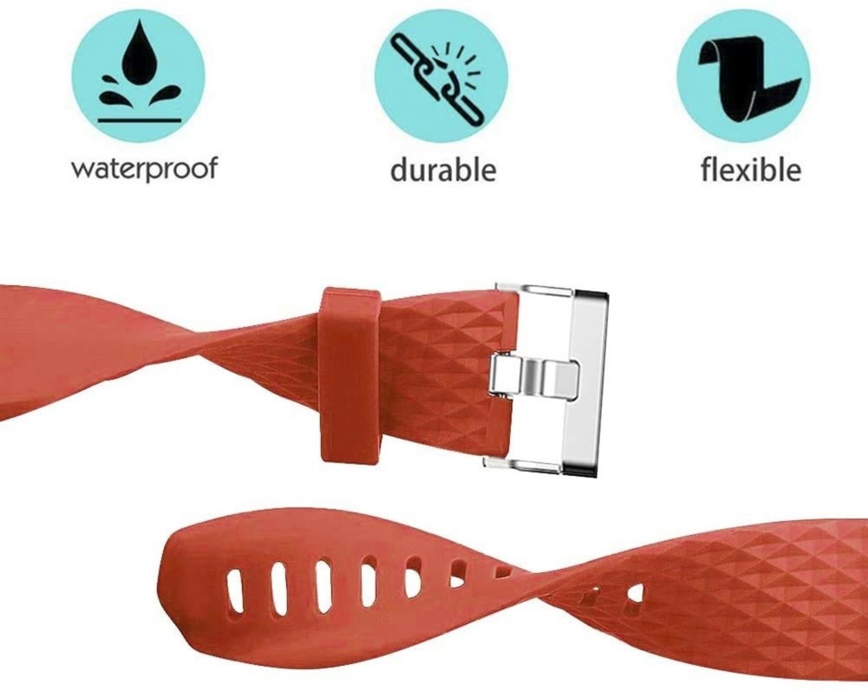 Strap-it Strap-it Fitbit Charge 2 Diamond Silicone Strap (Red)