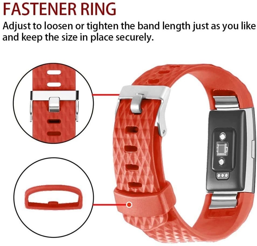 Strap-it Strap-it Fitbit Charge 2 Diamond Silicone Strap (Red)