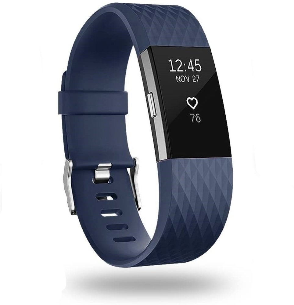 Strap-it Strap-it Fitbit Charge 2 Diamond Silicone Strap (Dark Blue)