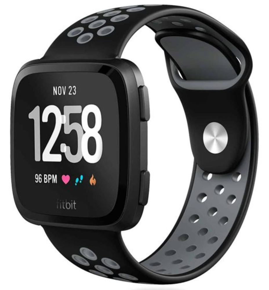 Strap-it Strap-it Fitbit Versa/Versa 2 Sport Strap (Black/Grey) Strap-it Strap-it Fitbit Versa/Versa 2 Sport Strap (Black/Grey)