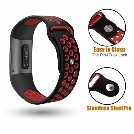 Strap-it Strap-it Fitbit Charge 3 Sport Strap (Black Red) Strap-it Strap-it Fitbit Charge 3 Sport Strap (Black Red)
