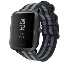 Strap-it Xiaomi Amazfit Bip Nylon Strap with Buckle (Black/Grey) Strap-it Xiaomi Amazfit Bip Nylon Strap with Buckle (Black/Grey)