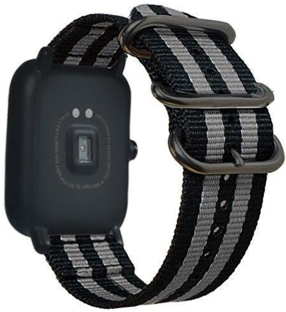Strap-it Strap-it Xiaomi Amazfit Bip Nylon Strap with Buckle (Black/Grey) Strap-it Strap-it Xiaomi Amazfit Bip Nylon Strap with Buckle (Black/Grey)