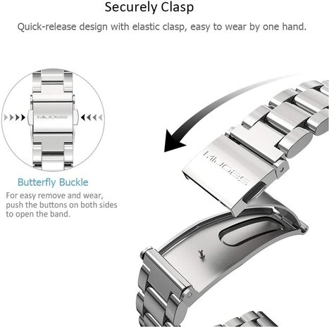 Strap-it Strap-it Xiaomi Mi Band 5 Steel Strap (Silver) Strap-it Strap-it Xiaomi Mi Band 5 Steel Strap (Silver)