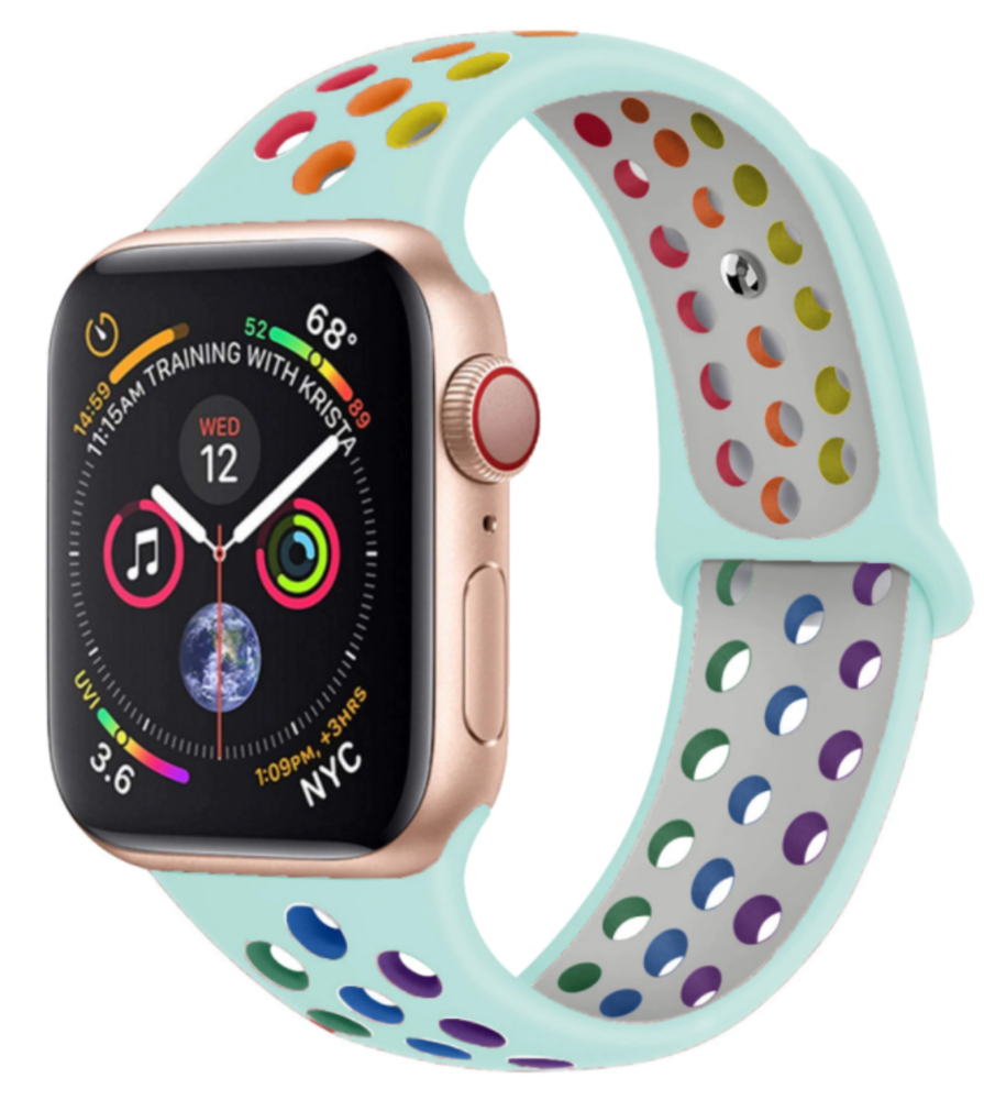 Strap-it Strap-it Apple Watch Sport Strap (Light Blue/Rainbow) Strap-it Strap-it Apple Watch Sport Strap (Light Blue/Rainbow)