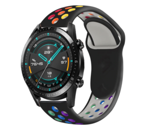 Strap-it Huawei Watch GT 2 Sport Strap (Black/Rainbow) Strap-it Huawei Watch GT 2 Sport Strap (Black/Rainbow)