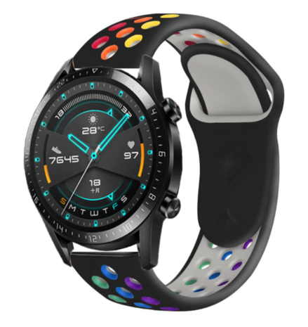 Strap-it Strap-it Huawei Watch GT 2 Sport Strap (Black/Rainbow) Strap-it Strap-it Huawei Watch GT 2 Sport Strap (Black/Rainbow)