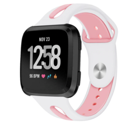Strap-it Fitbit Versa/Versa 2 Silicone Strap Duo (White/Pink)