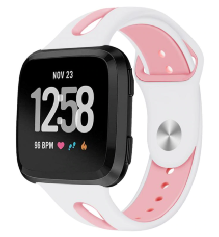 Strap-it Strap-it Fitbit Versa/Versa 2 Silicone Strap Duo (White/Pink)