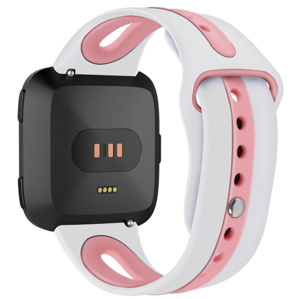 Strap-it Strap-it Fitbit Versa/Versa 2 Silicone Strap Duo (White/Pink)