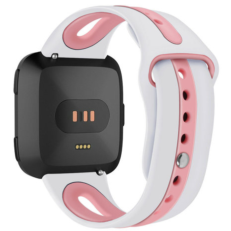 Strap-it Strap-it Fitbit Versa/Versa 2 Silicone Strap Duo (White/Pink)