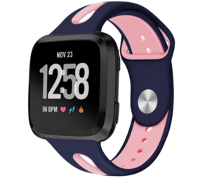 Strap-it Fitbit Versa/Versa 2 Silicone Strap Duo (Dark Blue/Pink)