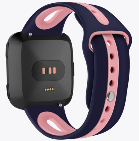 Strap-it Strap-it Fitbit Versa/Versa 2 Silicone Strap Duo (Dark Blue/Pink)
