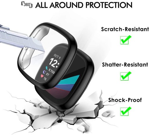 Strap-it Strap-it Fitbit Sense Case (Black) Strap-it Strap-it Fitbit Sense Case (Black)