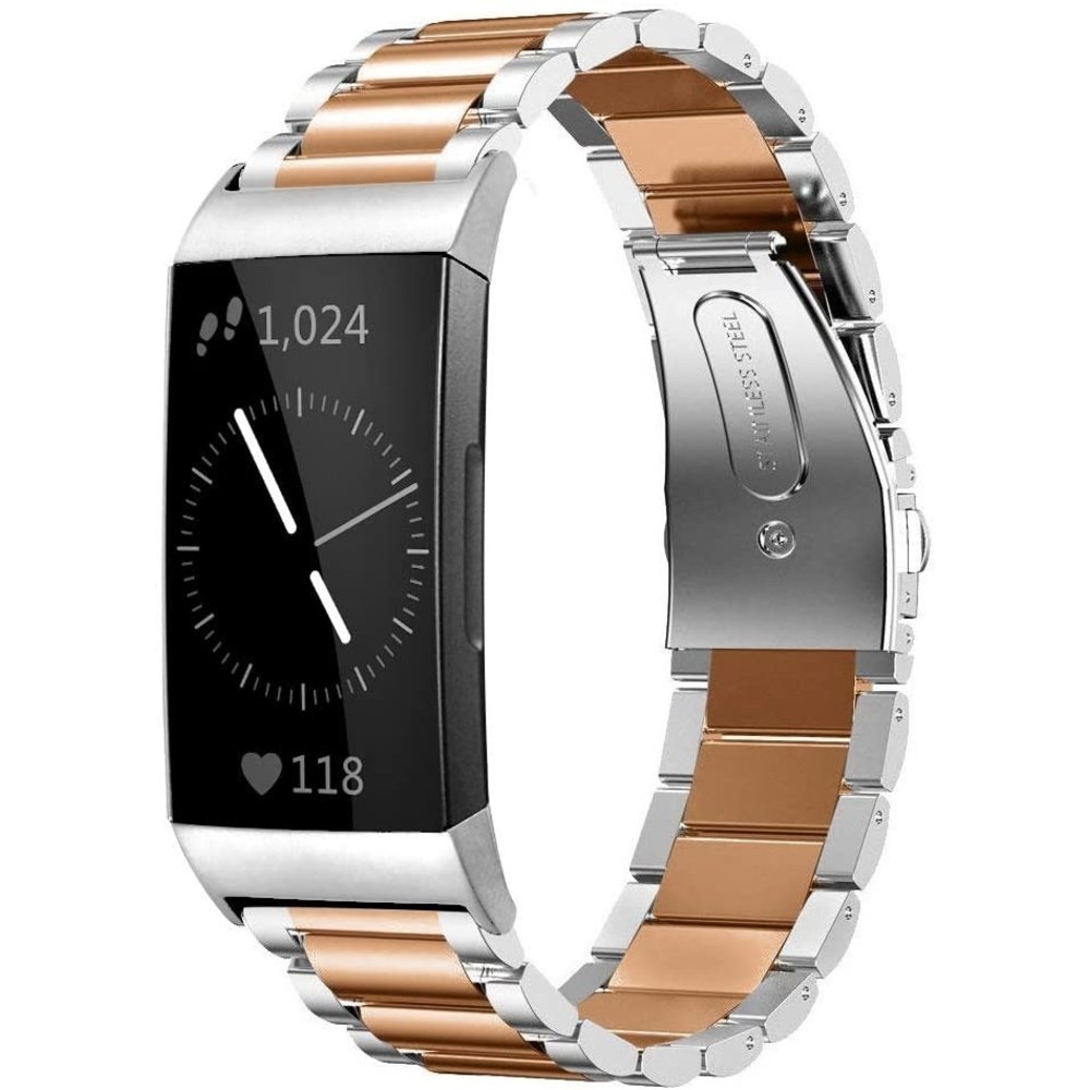 Fitbit Charge 3 Steel Strap Silver Rose Gold