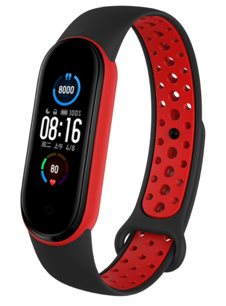 Strap-it Strap-it Xiaomi Mi Band 5 Sport Strap (Black/Red) Strap-it Strap-it Xiaomi Mi Band 5 Sport Strap (Black/Red)