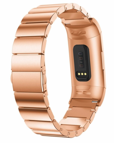 Strap-it Strap-it Fitbit Charge 3 Metal Strap (Rose Gold)