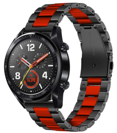 Strap-it Strap-it Huawei Watch GT 2 Steel Strap (Black/Red) Strap-it Strap-it Huawei Watch GT 2 Steel Strap (Black/Red)
