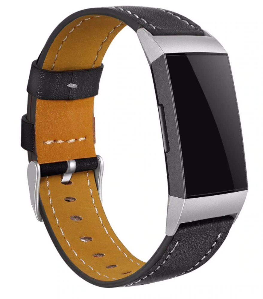Strap-it Strap-it Fitbit Charge 3 leather Strap (elegant black) Strap-it Strap-it Fitbit Charge 3 leather Strap (elegant black)