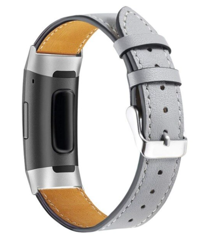 Strap-it Strap-it Fitbit Charge 3 Leather Strap (Smooth Grey) Strap-it Strap-it Fitbit Charge 3 Leather Strap (Smooth Grey)