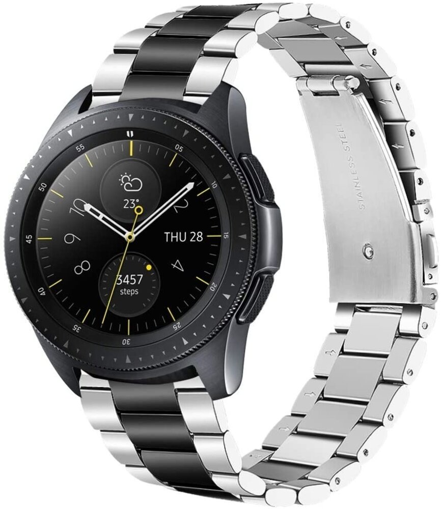 Strap-it Strap-it Samsung Galaxy Watch 42mm Steel Strap (Silver/Black) Strap-it Strap-it Samsung Galaxy Watch 42mm Steel Strap (Silver/Black)