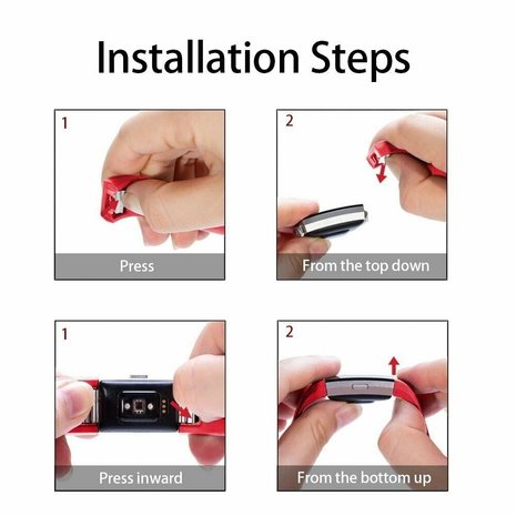 Strap-it Strap-it Fitbit Charge 2 Silicone Strap (Red)