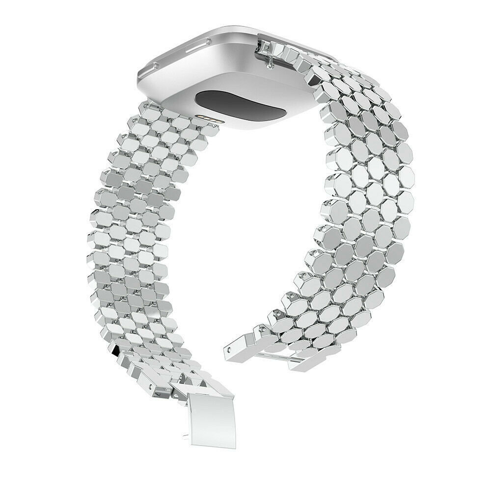 Strap-it Strap-it Fitbit Versa/Versa 2 Steel Strap Hexagons (Silver) Strap-it Strap-it Fitbit Versa/Versa 2 Steel Strap Hexagons (Silver)