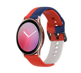 Strap-it Samsung Galaxy Watch Active Silicone Strap Triple (Red-White-Blue)