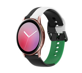 Strap-it Samsung Galaxy Watch Active Silicone Strap Triple (Black-White-Green)
