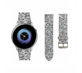 Strap-it Samsung Galaxy Watch Active Leather Glitter Strap (Silver) Strap-it Samsung Galaxy Watch Active Leather Glitter Strap (Silver)