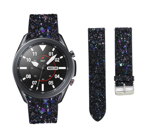 Strap-it Strap-it Samsung Galaxy Watch 3 45mm Leather Glitter Strap (Black) Strap-it Strap-it Samsung Galaxy Watch 3 45mm Leather Glitter Strap (Black)
